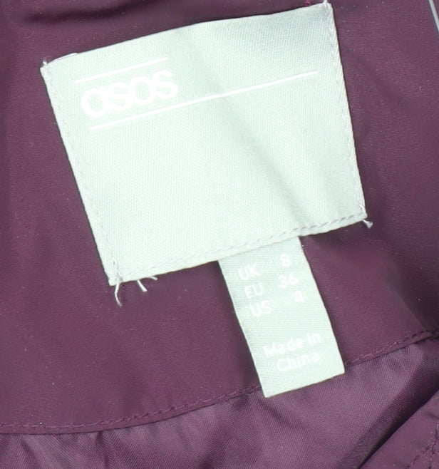 ASOS Womens Purple Quilted Hooded Puffer Jacket Size 8