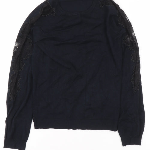 Debenhams Petite Collection Black Lace Sleeve Knit Top Size 6