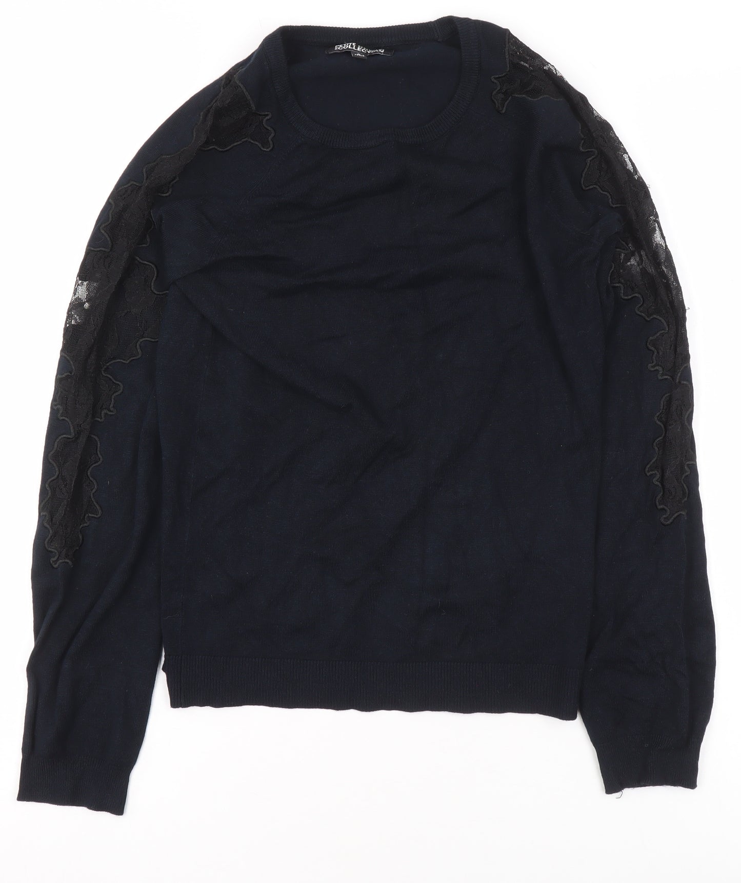 Debenhams Petite Collection Black Lace Sleeve Knit Top Size 6