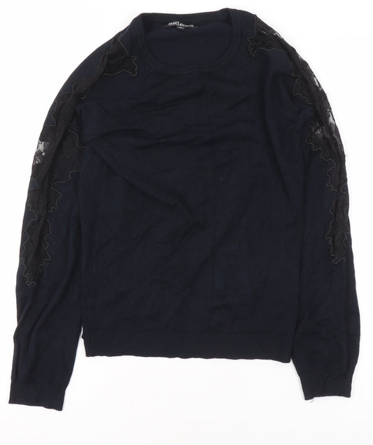 Debenhams Petite Collection Black Lace Sleeve Knit Top Size 6