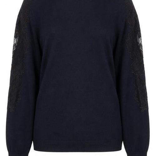 Debenhams Petite Collection Black Lace Sleeve Knit Top Size 6