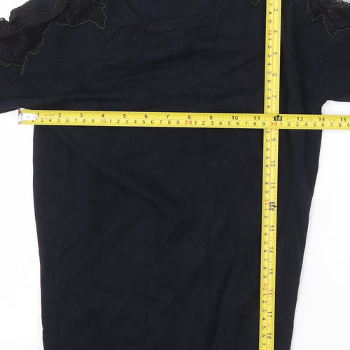 Debenhams Petite Collection Black Lace Sleeve Knit Top Size 6