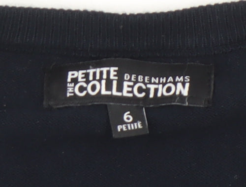 Debenhams Petite Collection Black Lace Sleeve Knit Top Size 6
