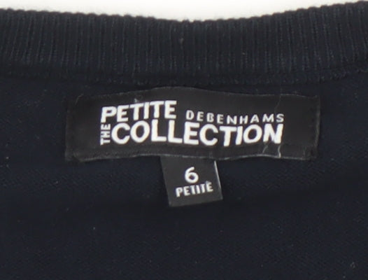 Debenhams Petite Collection Black Lace Sleeve Knit Top Size 6