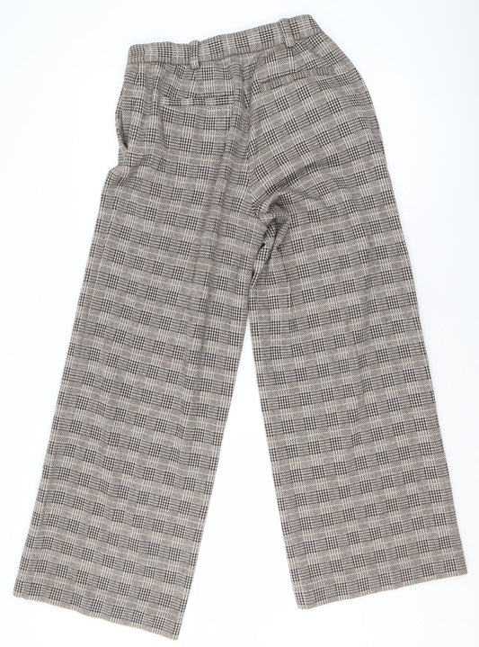 Damart Women’s Beige Check Straight Leg Trousers Size 10