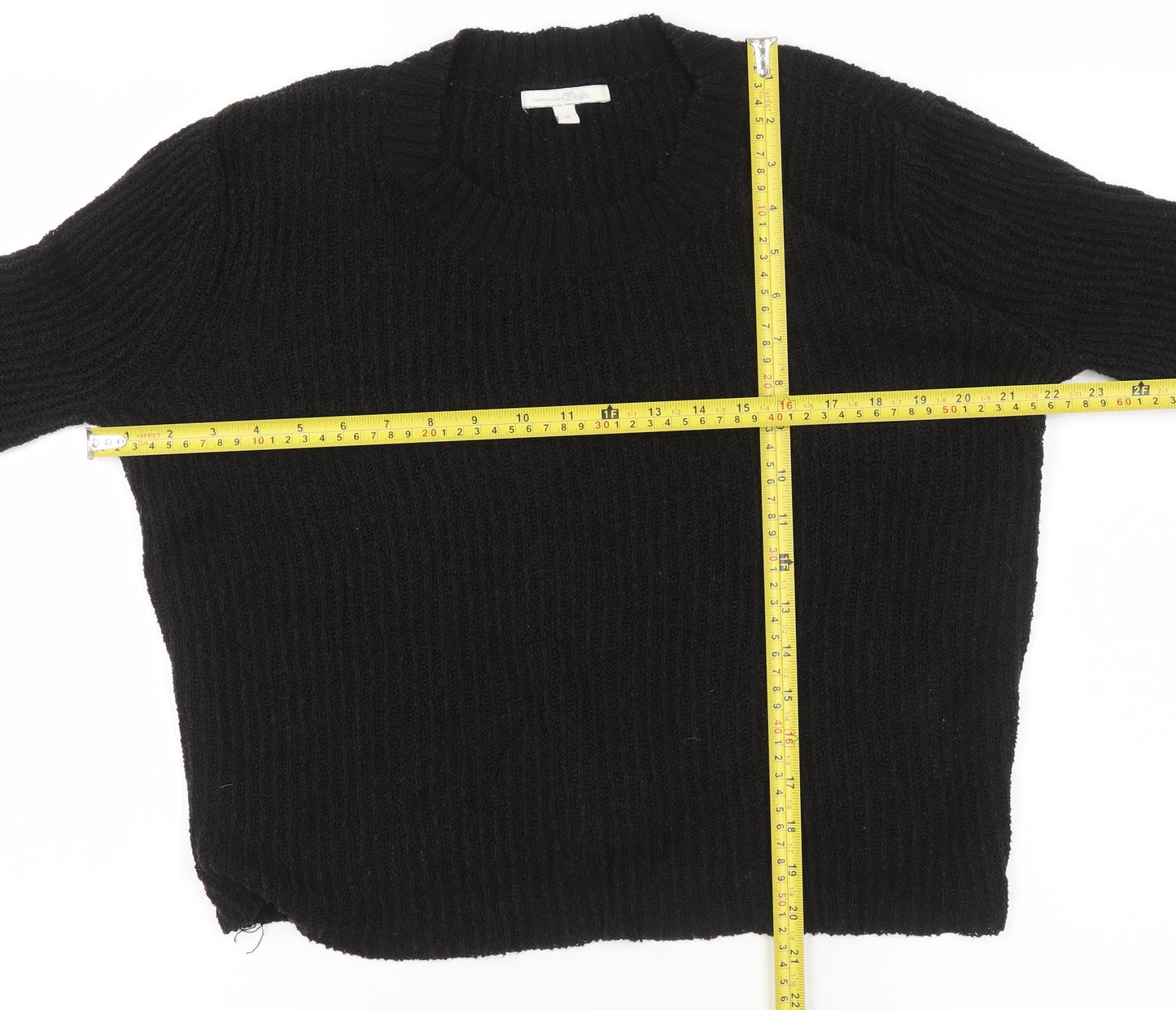 Tom Tailor Denim Womens Black Crew Neck Chunky Knit Jumper Size 12