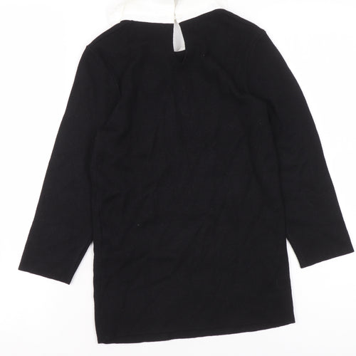 Dorothy Perkins Petite Women's Black Collared 3/4 Sleeve Pullover Jumper Size S