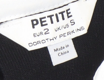 Dorothy Perkins Petite Women's Black Collared 3/4 Sleeve Pullover Jumper Size S