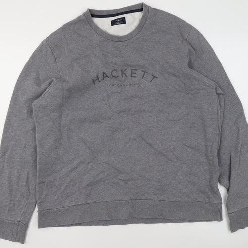 Hackett London Men's Grey Classic Fit Logo Sweatshirt XL Pullover