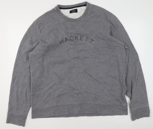 Hackett London Men's Grey Classic Fit Logo Sweatshirt XL Pullover