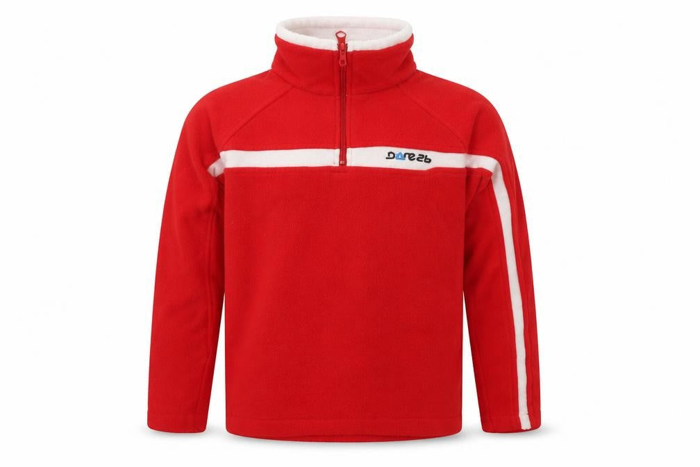 Front view of Dare 2b boys’ red fleece 1/2 zip pullover sweatshirt 12 years