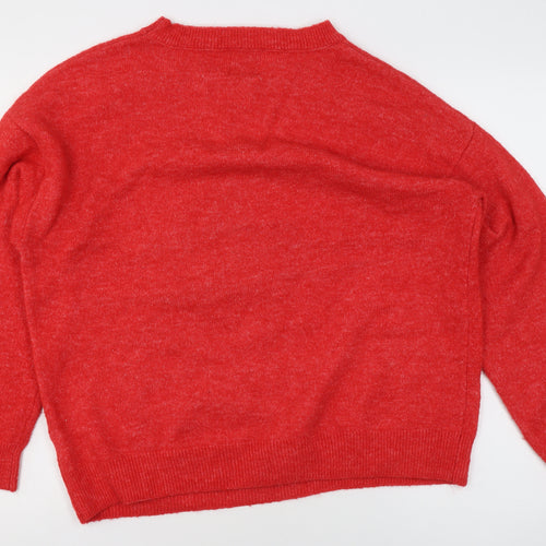 Disney Women’s Red Mickey Mouse Crew Neck Knit Jumper Size L