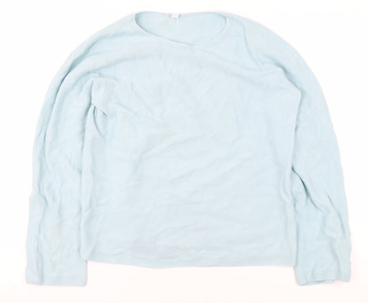 Uniqlo Women Blue Long Sleeve Cotton Crew Neck Jumper Size S