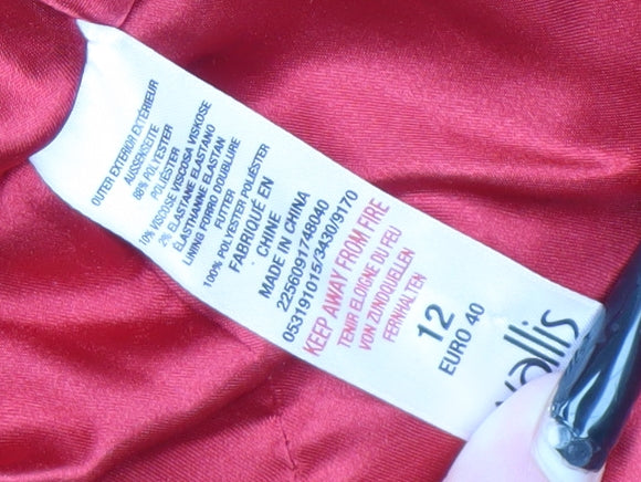 Wallis Women's Red Pea Coat Size 12 Mid-Length Buttoned Jacket