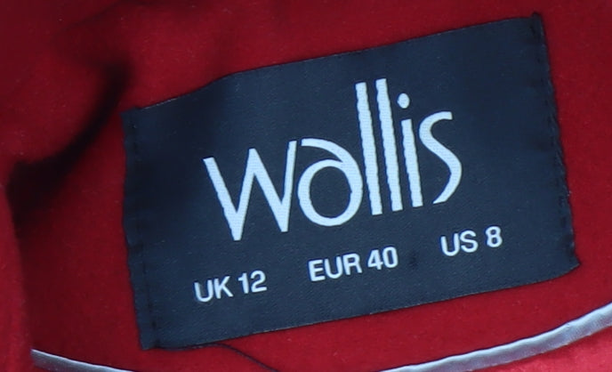 Wallis Women's Red Pea Coat Size 12 Mid-Length Buttoned Jacket