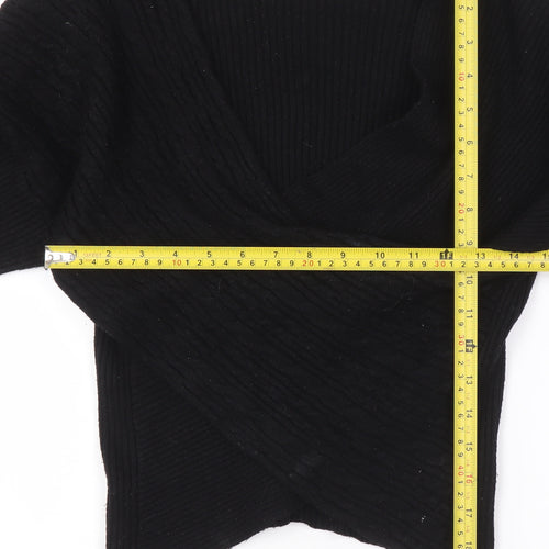 ZARA Women’s Black V-Neck Wrap Knit Jumper Size 12