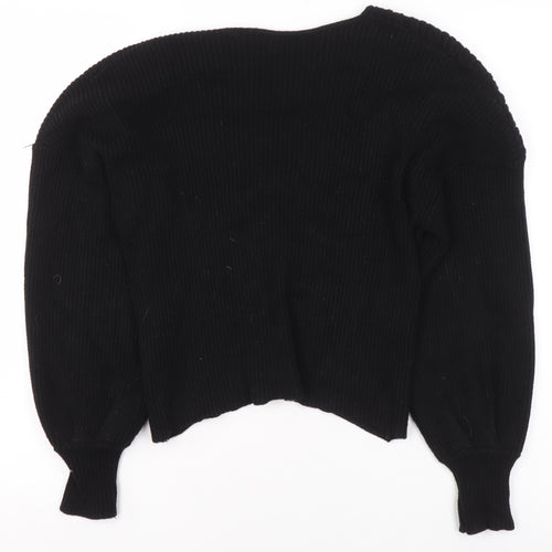 ZARA Women’s Black V-Neck Wrap Knit Jumper Size 12