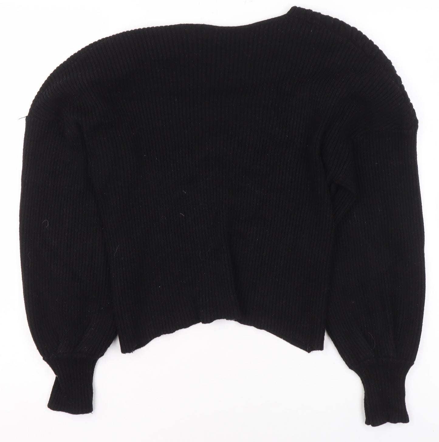ZARA Women’s Black V-Neck Wrap Knit Jumper Size 12