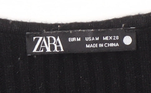ZARA Women’s Black V-Neck Wrap Knit Jumper Size 12