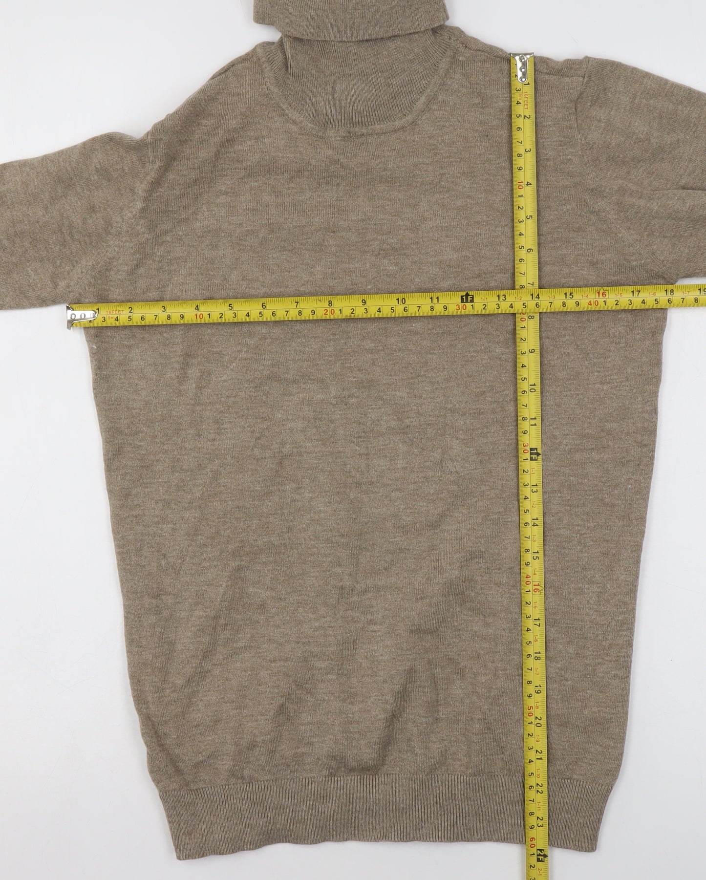 OBJECT Women's Beige Roll Neck Knit Jumper XL