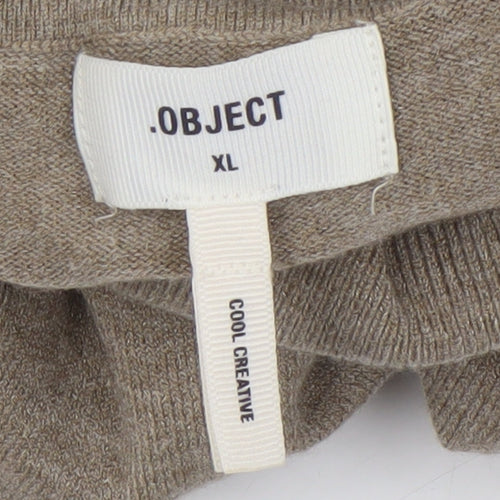 OBJECT Women's Beige Roll Neck Knit Jumper XL