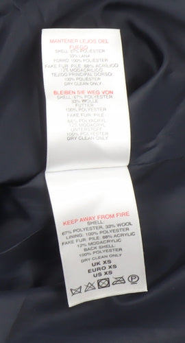 A&G Womens Black Wool Blend Double-Breasted Pea Coat XS