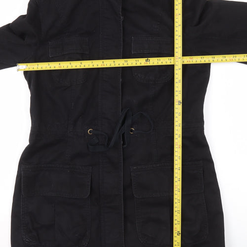 Just Jeans Womens Black Cotton Parka Jacket Size 10 Hooded Casual
