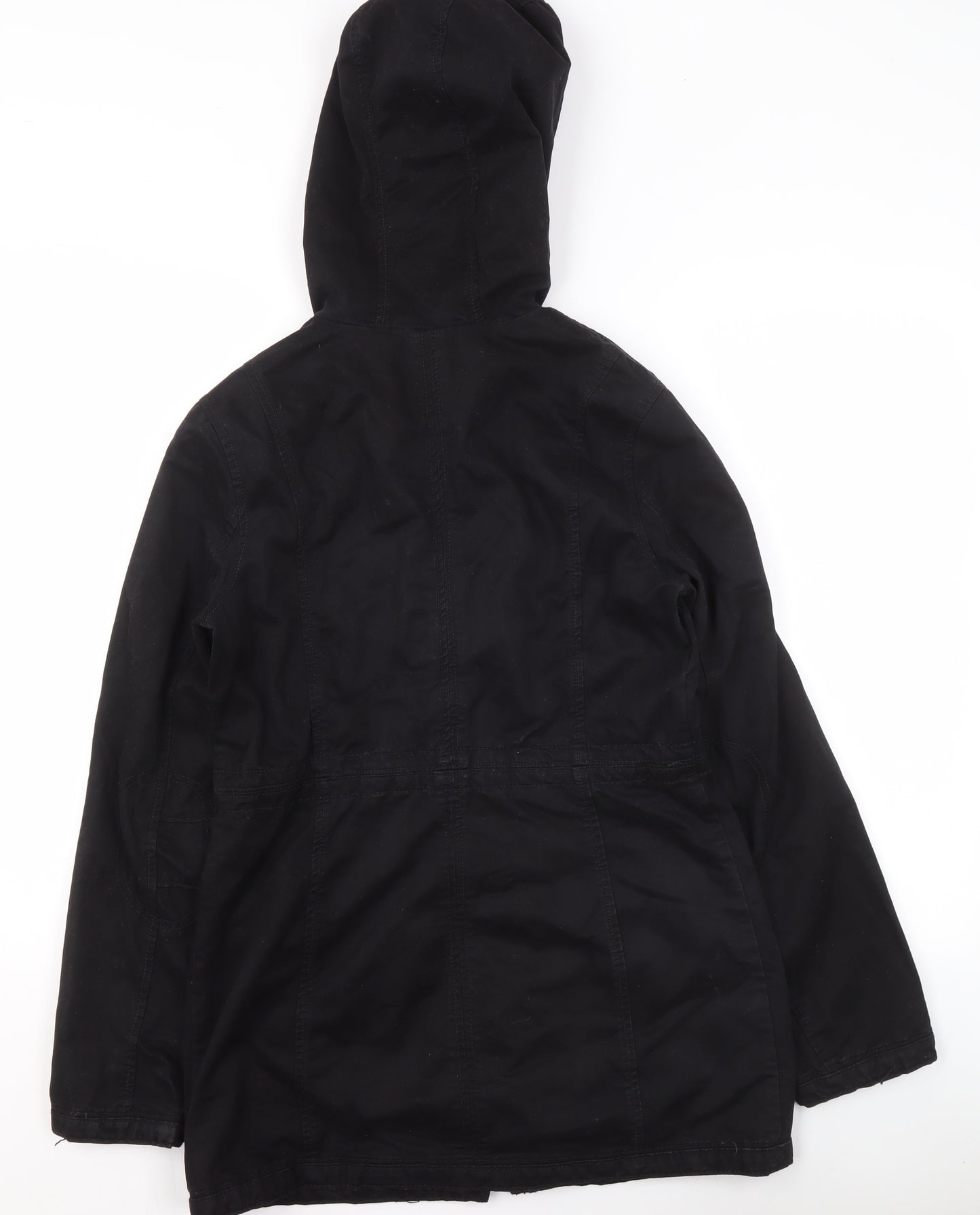 Just Jeans Womens Black Cotton Parka Jacket Size 10 Hooded Casual