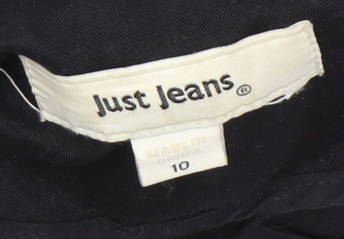 Just Jeans Womens Black Cotton Parka Jacket Size 10 Hooded Casual