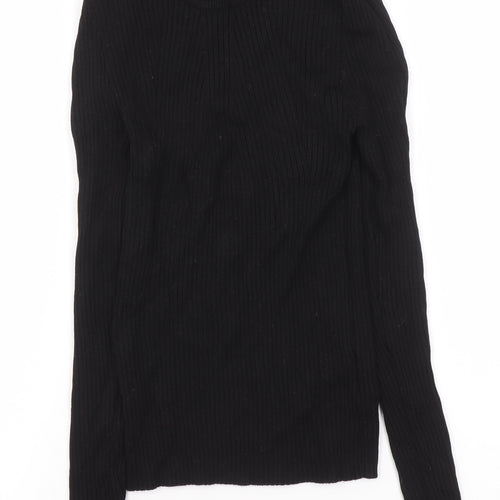 ONLY Women's Black Ribbed Mock Neck Long Sleeve Knit Top Size M