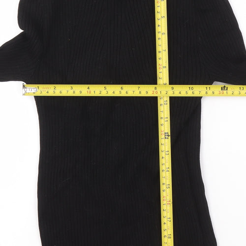 ONLY Women's Black Ribbed Mock Neck Long Sleeve Knit Top Size M