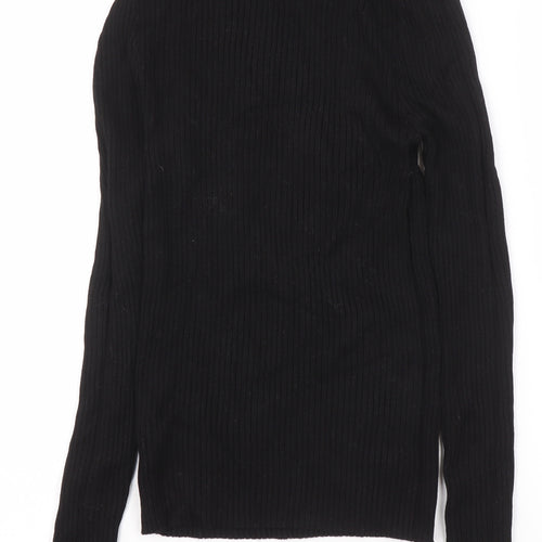 ONLY Women's Black Ribbed Mock Neck Long Sleeve Knit Top Size M