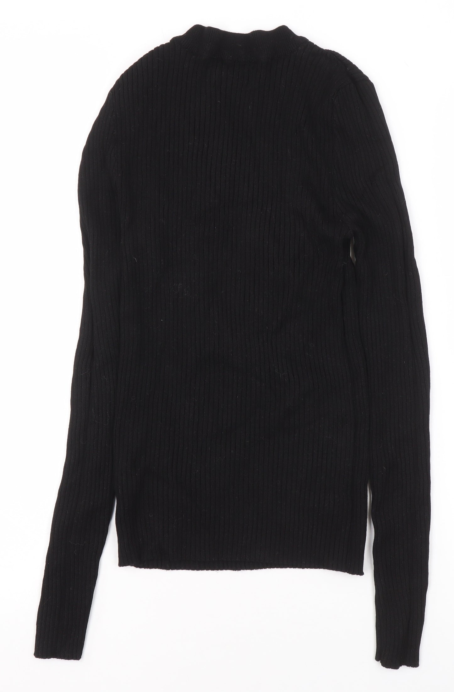 ONLY Women's Black Ribbed Mock Neck Long Sleeve Knit Top Size M