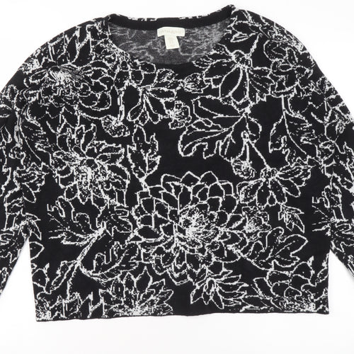 Cynthia Rowley Women’s Black Floral Knit Jumper XL