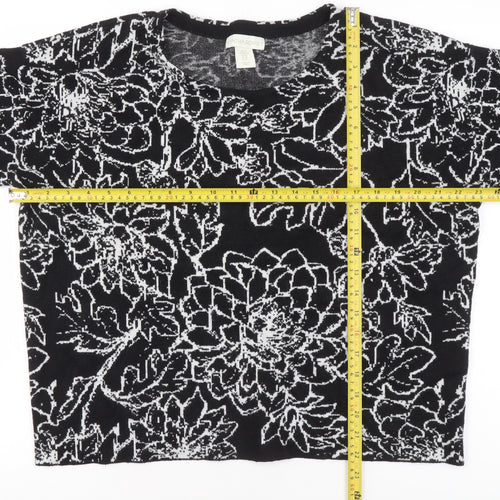 Cynthia Rowley Women’s Black Floral Knit Jumper XL