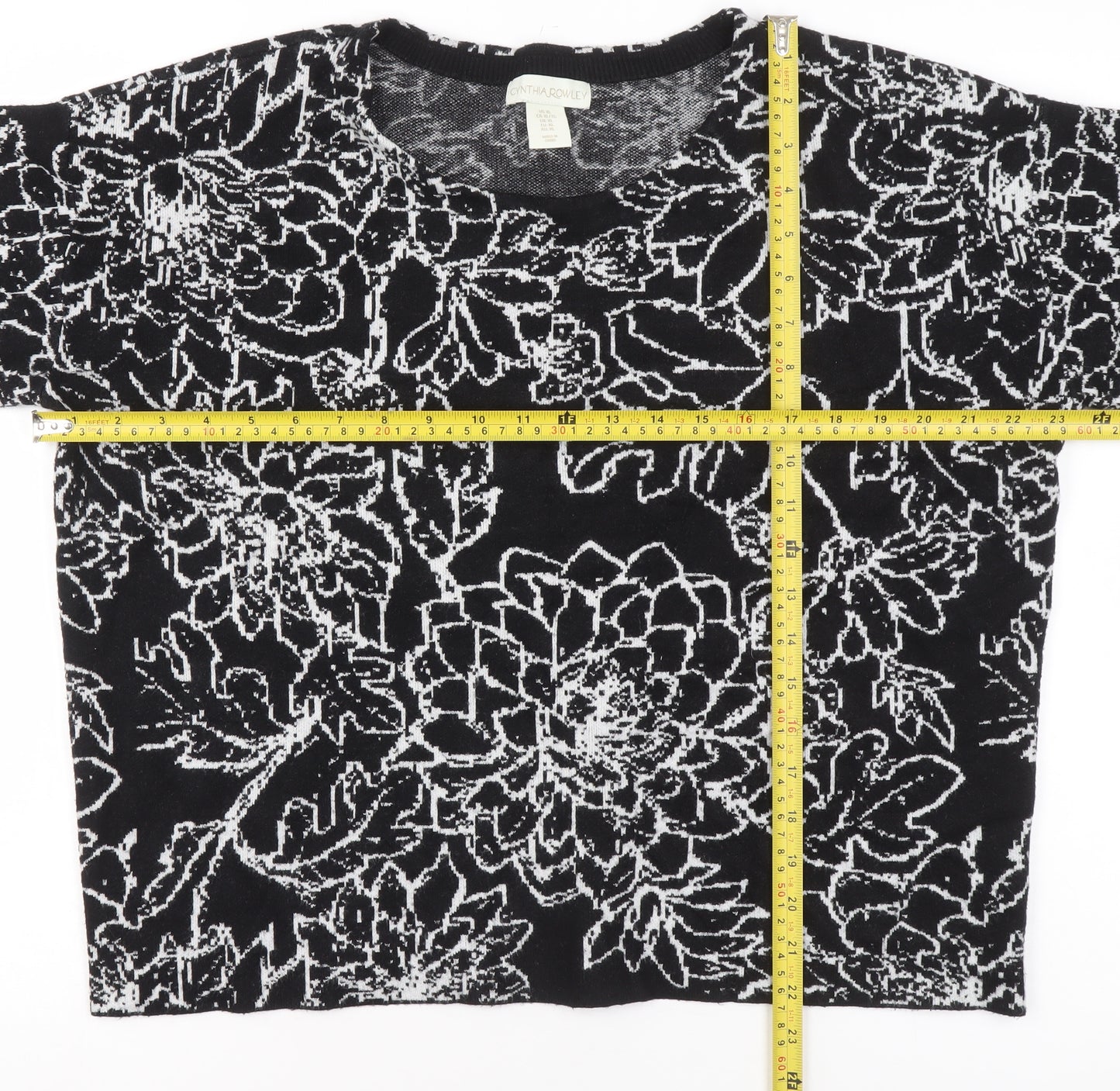 Cynthia Rowley Women’s Black Floral Knit Jumper XL