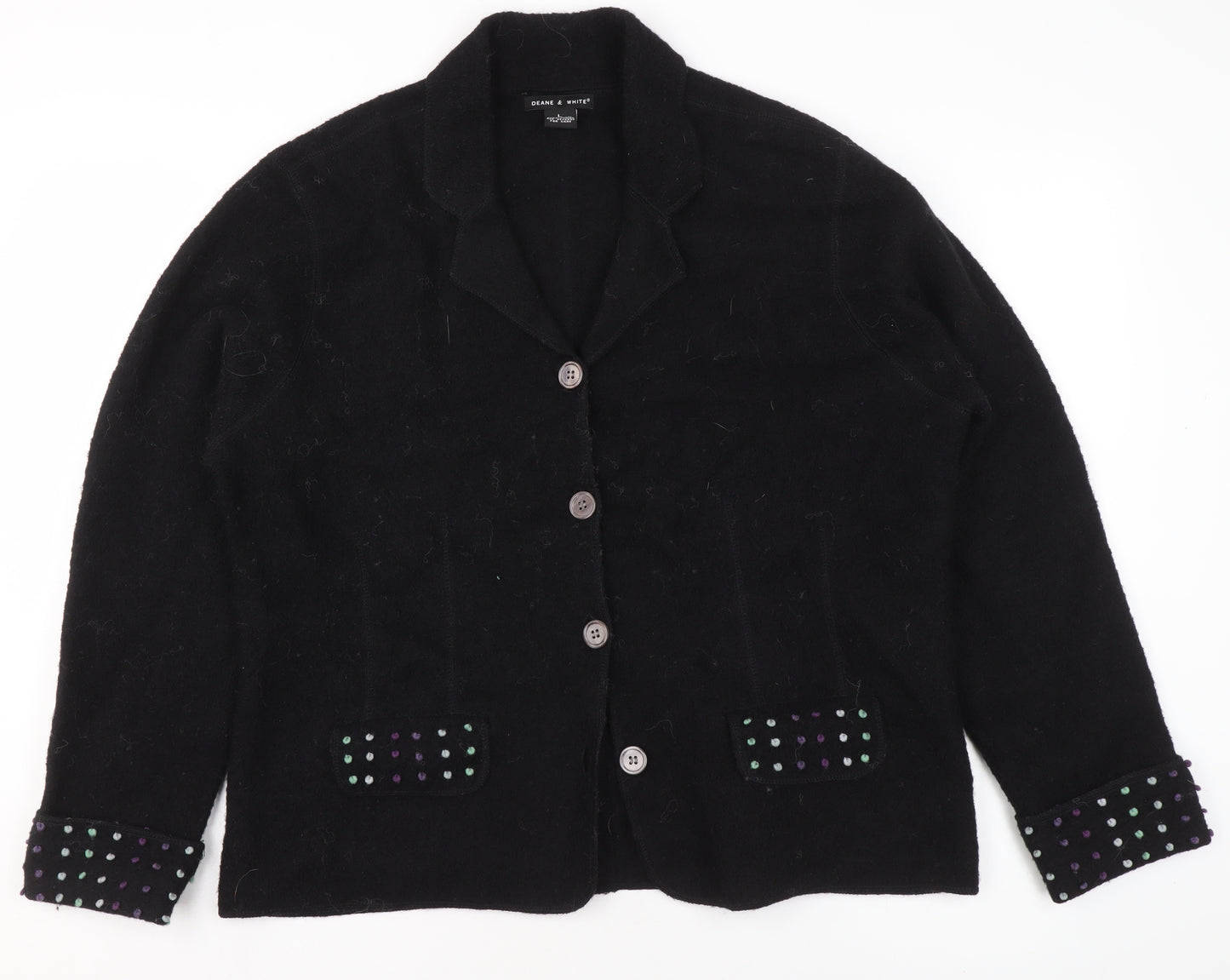 Deane & White Women's Black Wool Blazer Jacket Size L
