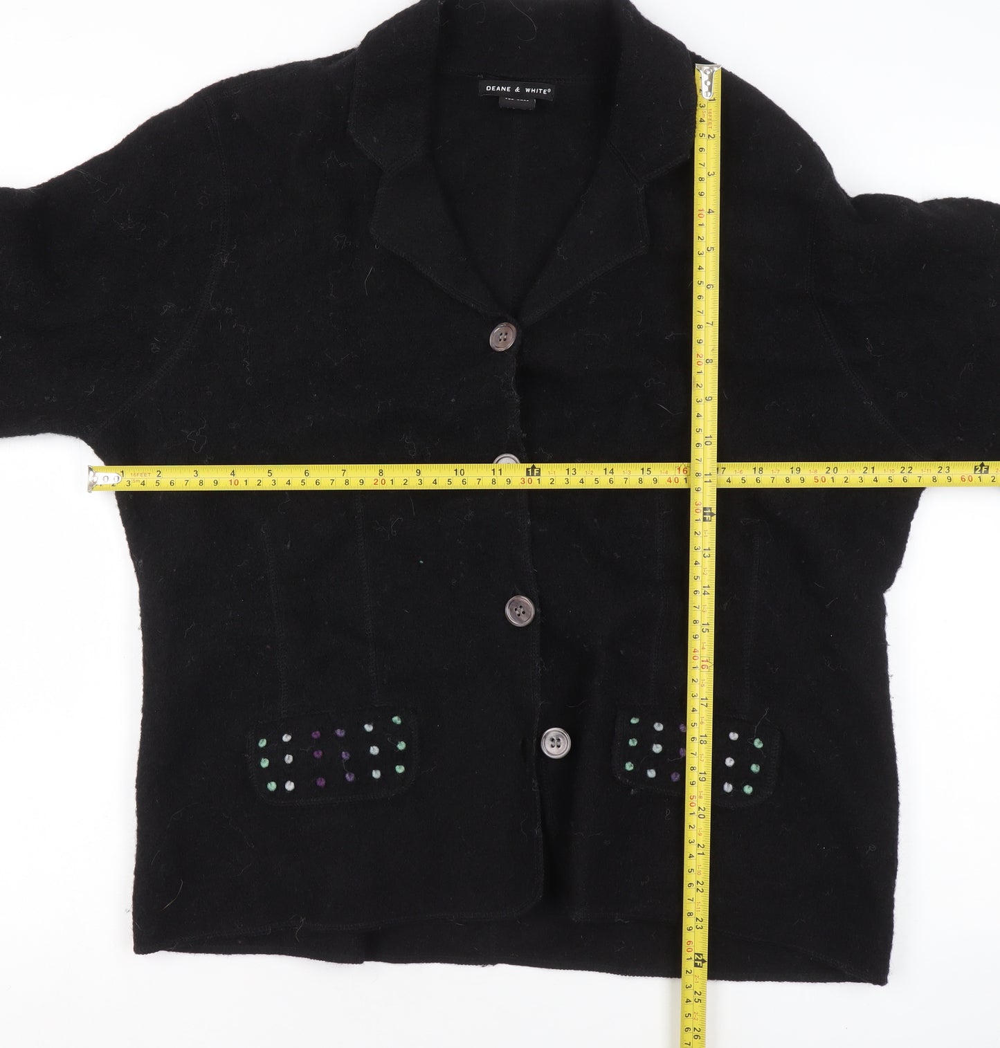 Deane & White Women's Black Wool Blazer Jacket Size L