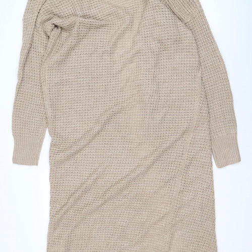 Missguided Women’s Beige Long Knit Open Coatigan Size 6