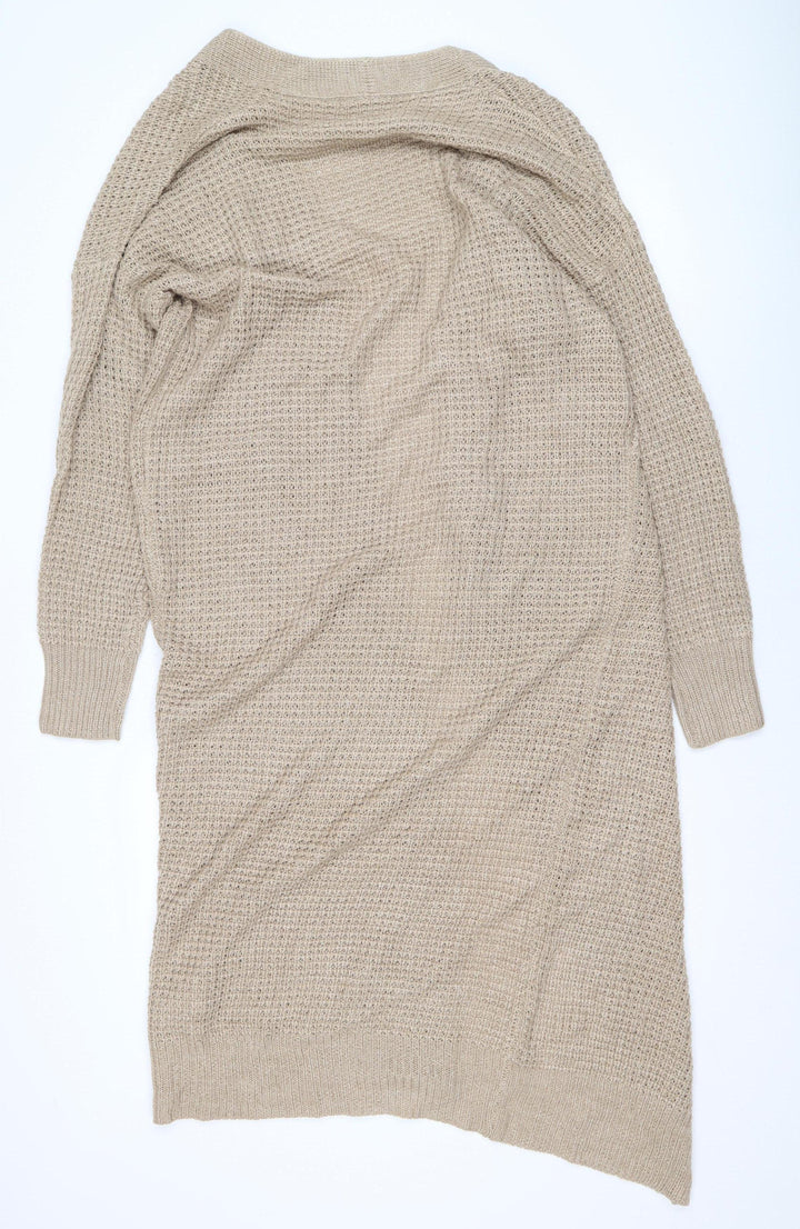 Missguided Women’s Beige Long Knit Open Coatigan Size 6