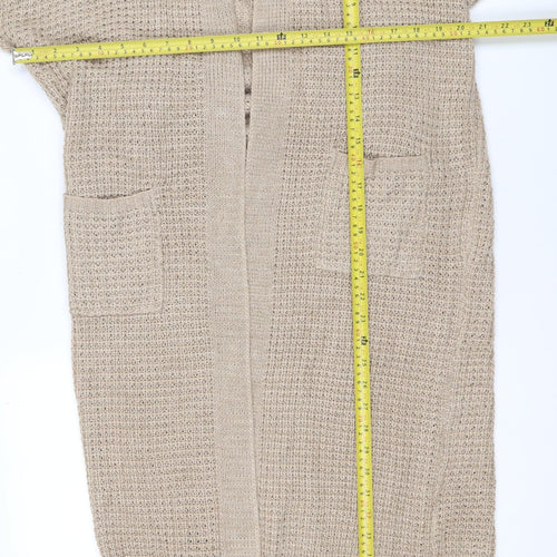 Missguided Women’s Beige Long Knit Open Coatigan Size 6