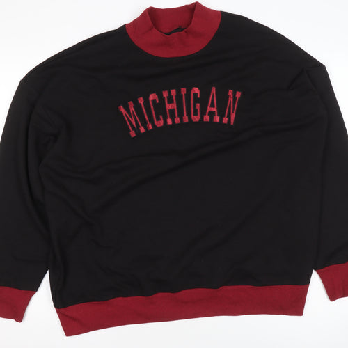 Boohoo Womens Black Red Michigan Pullover Sweatshirt UK 18