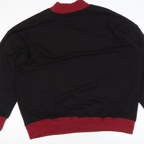 Boohoo Womens Black Red Michigan Pullover Sweatshirt UK 18