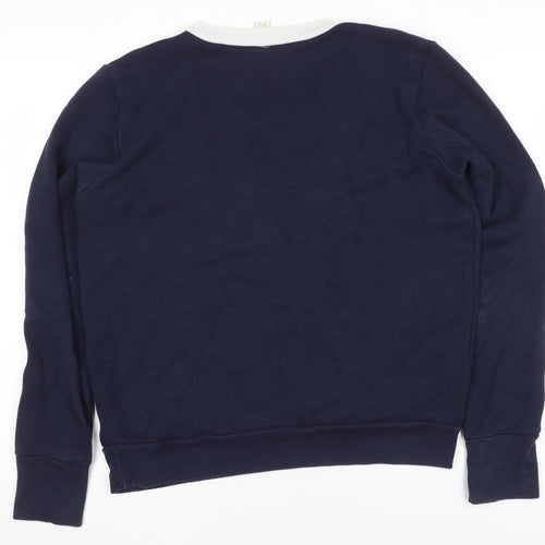 J.Crew Womens Navy Blue White V-Neck Pullover Sweatshirt Size M