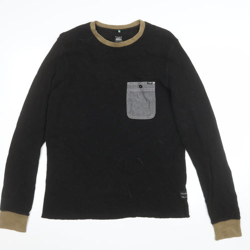 Lost Mischief Men's Black Cotton Crew Neck Pullover Sweatshirt M