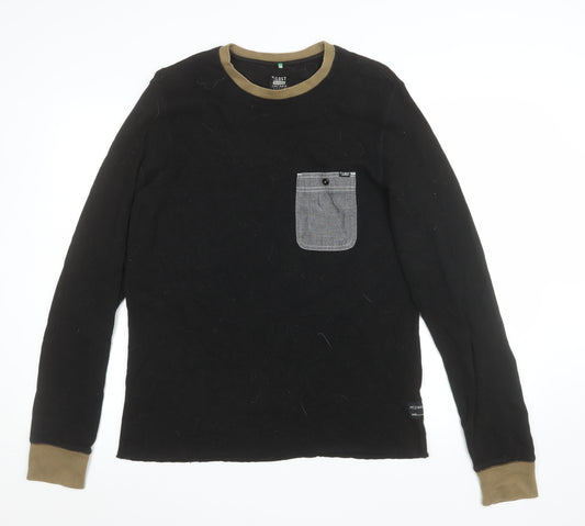 Lost Mischief Men's Black Cotton Crew Neck Pullover Sweatshirt M