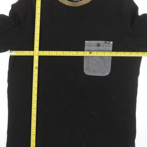 Lost Mischief Men's Black Cotton Crew Neck Pullover Sweatshirt M