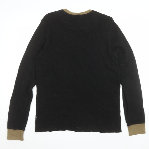 Lost Mischief Men's Black Cotton Crew Neck Pullover Sweatshirt M