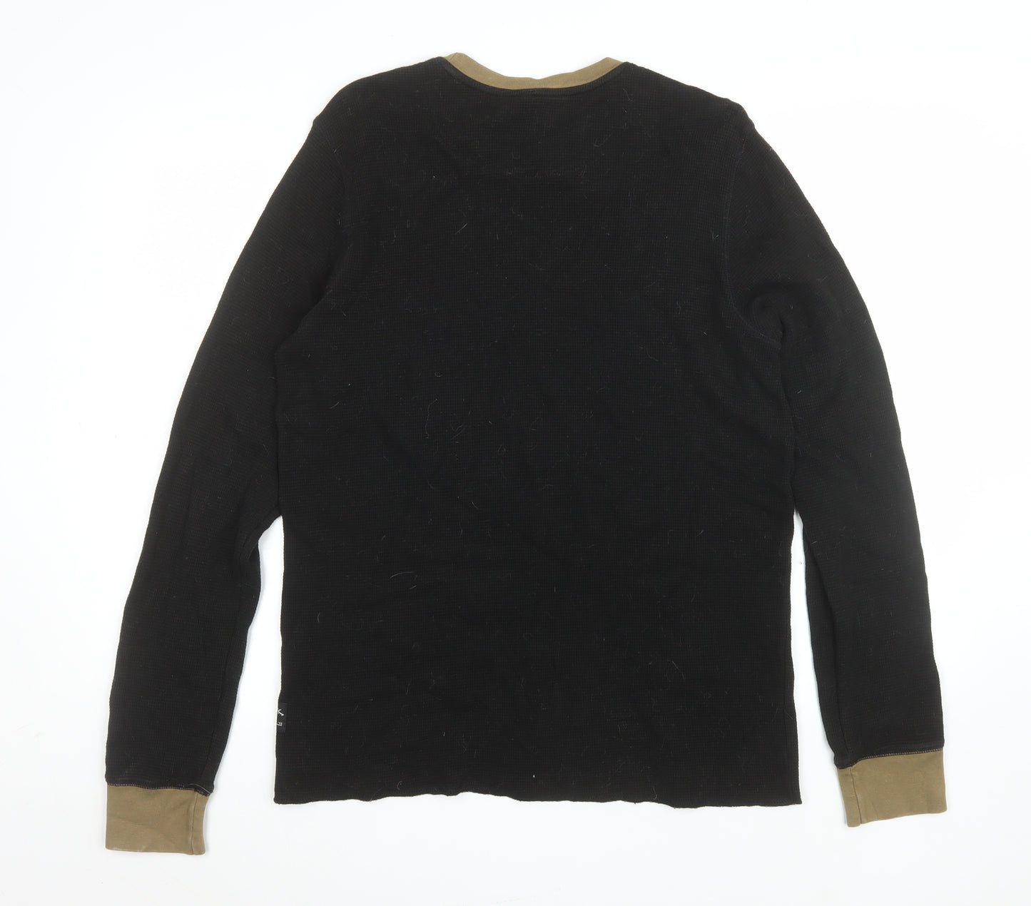 Lost Mischief Men's Black Cotton Crew Neck Pullover Sweatshirt M