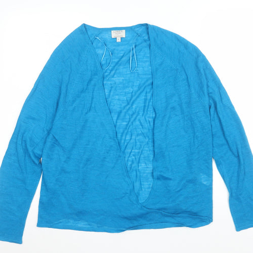Monsoon Women’s Blue Linen Blend Open Front Lightweight Jacket Size L